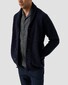Eton Solid Color Double-Twisted Yarn Soft Brushed Cotton Flanel Overhemd Donker Blauw