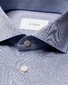 Eton Solid Color Filo di Scozia Cotton Jersey Jacquard Knit Overhemd Blauw