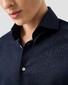 Eton Solid Color Filo di Scozia Cotton Jersey Jacquard Knit Overhemd Navy