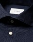 Eton Solid Color Filo di Scozia Cotton Jersey Jacquard Knit Overhemd Navy