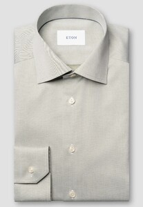 Eton Solid Color Organic Cotton Signature Twill Overhemd Groen