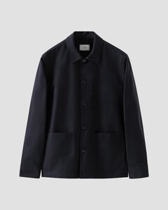 Eton Solid Color Sturdy Organic Cotton Twill Canvas Overshirt Navy