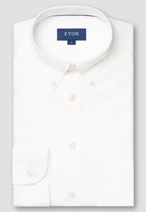 Eton Solid Color Subtle Texture Royal Oxford Button Down Overhemd Wit