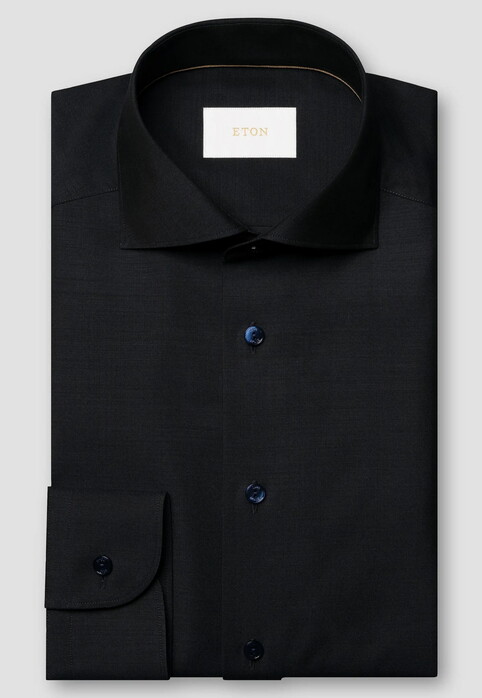 Eton Solid Color Ultra Soft Super 120s Merino Wool Overhemd Navy
