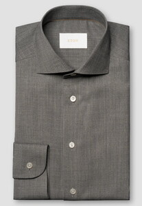 Eton Solid Color Ultra Soft Super 120s Merino Wool Shirt Dark Gray