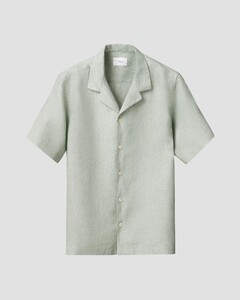 Eton Solid Linen Twill Resort Shirt Green