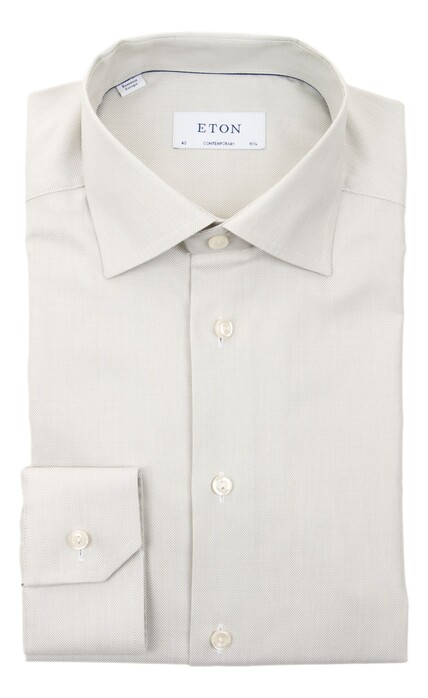 Eton Solid Oxford Cotton Tencel Overhemd Licht Groen