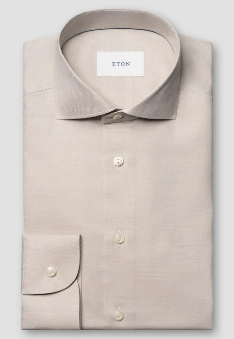 Eton Solid Signature Oxford Luxury Cotton Overhemd Beige