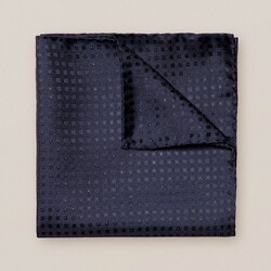 Eton Square Pattern Silk Pochet Navy