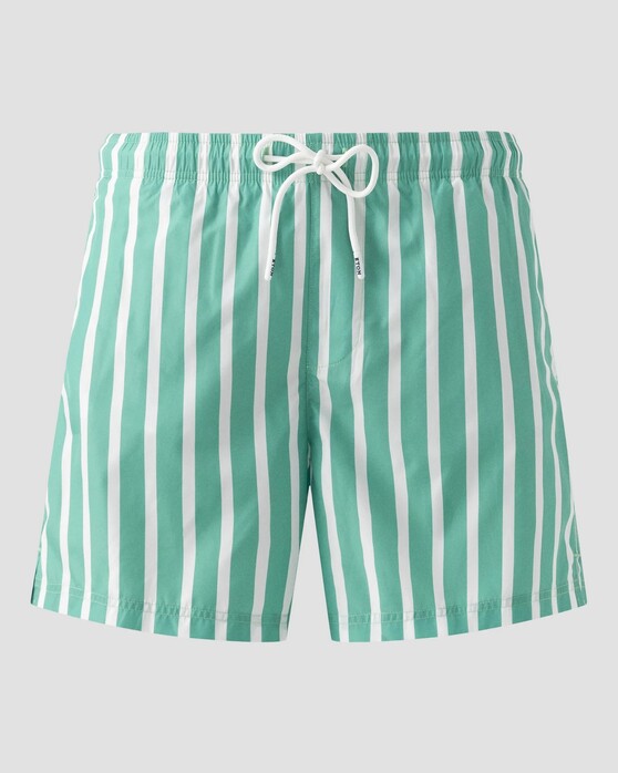 Eton Stripe Drawstring Rear Zip Pocket Swim Short Groen