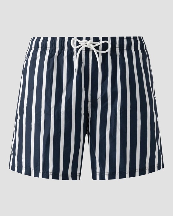 Eton Stripe Drawstring Rear Zip Pocket Swim Short Navy