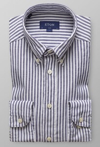 Eton Striped Slim Oxford Overhemd Navy