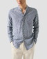 Eton Striped Soft Touch Linnen Band Collar Overhemd Blauw