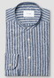 Eton Striped Soft Touch Linnen Band Collar Overhemd Blauw