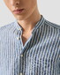 Eton Striped Soft Touch Linnen Band Collar Overhemd Blauw
