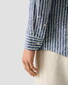 Eton Striped Soft Touch Linnen Band Collar Overhemd Blauw
