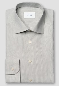 Eton Subtle Allover Check Organic Extra Long Staple Cotton Fine Twill Overhemd Licht Groen
