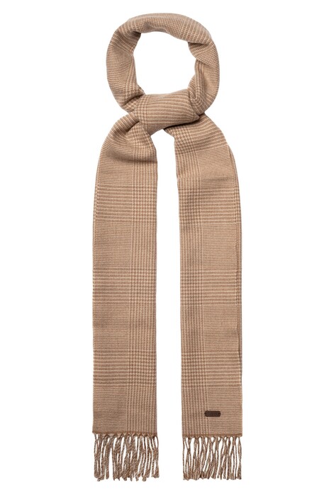 Eton Subtle Check Merino Wool Scarf Beige