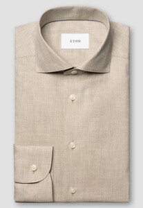 Eton Subtle Herringbone Cotton Signature Flanel Overhemd Beige