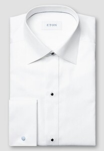 Eton Subtle Texture Fine Striped Bib Evening Piqué Shirt White