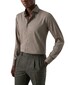 Eton Subtle Texture Herringbone Brushed Cotton Signature Flanel Overhemd Beige