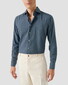 Eton Subtle Texture Herringbone Brushed Cotton Signature Flannel Shirt Dark Evening Blue
