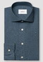Eton Subtle Texture Herringbone Brushed Cotton Signature Flannel Shirt Dark Evening Blue