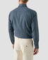 Eton Subtle Texture Herringbone Brushed Cotton Signature Flannel Shirt Dark Evening Blue