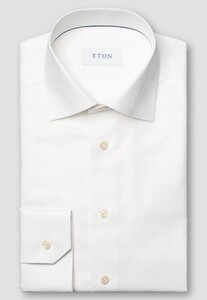 Eton Subtle Texture Semi-Solid Color Organic Cotton Signature Oxford Overhemd Wit