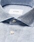 Eton Subtle Uni Lightweight Linnen Garment Washed Short Sleeve Overhemd Licht Blauw