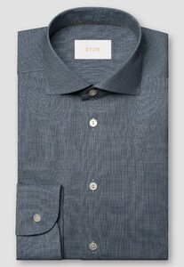 Eton Super 120s Ultra-Soft Merino Semi Solid Texture Pattern Overhemd Navy