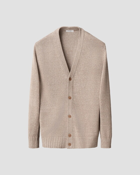 Eton Textured Cotton Linnen Knit Vest Beige