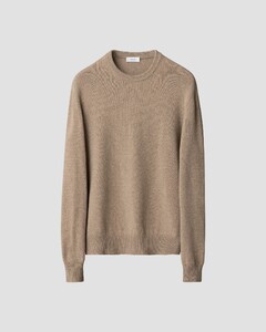 Eton Thick Plain Stitch Luxury Eco Cashmere Crew Neck Pullover Beige