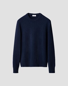 Eton Thick Plain Stitch Luxury Eco Cashmere Crew Neck Trui Donker Blauw