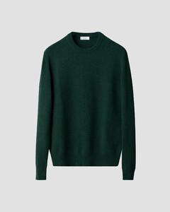 Eton Thick Plain Stitch Luxury Eco Cashmere Crew Neck Trui Donker Groen