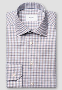Eton Three Color Check Organic Cotton Fine Twill Shirt Multicolor