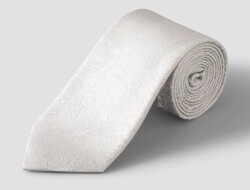 Eton Tonal Paisley Pattern Rich Texture Tie Silver