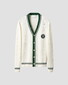 Eton Tretorn Cotton V-Neck Cardigan Off White-Green