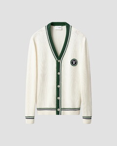Eton Tretorn Cotton V-Neck Cardigan Vest Off White-Groen