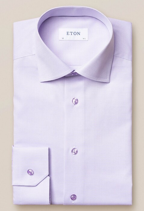 Eton Twill Cutaway Faux Uni Overhemd Licht Paars