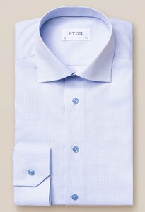 Eton Twill Cutaway Faux Uni Overhemd Lichtblauw-Wit