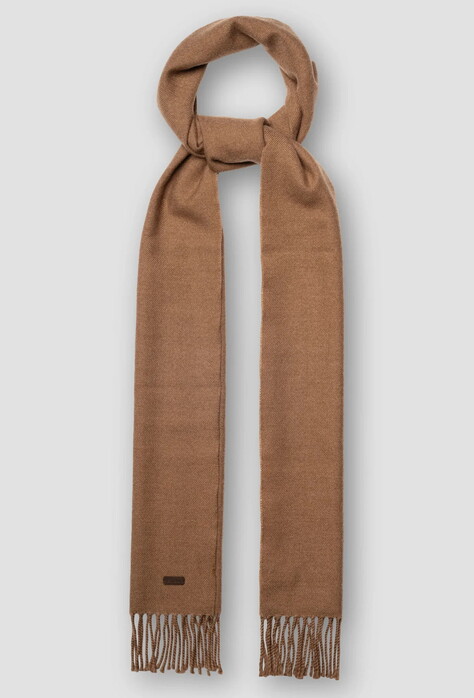 Eton Twill Merino Wool Solid Color Sjaal Bruin