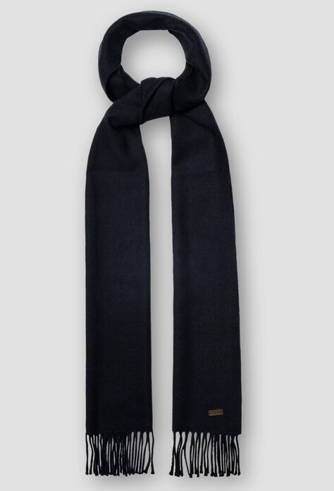 Eton Twill Merino Wool Solid Color Sjaal Navy