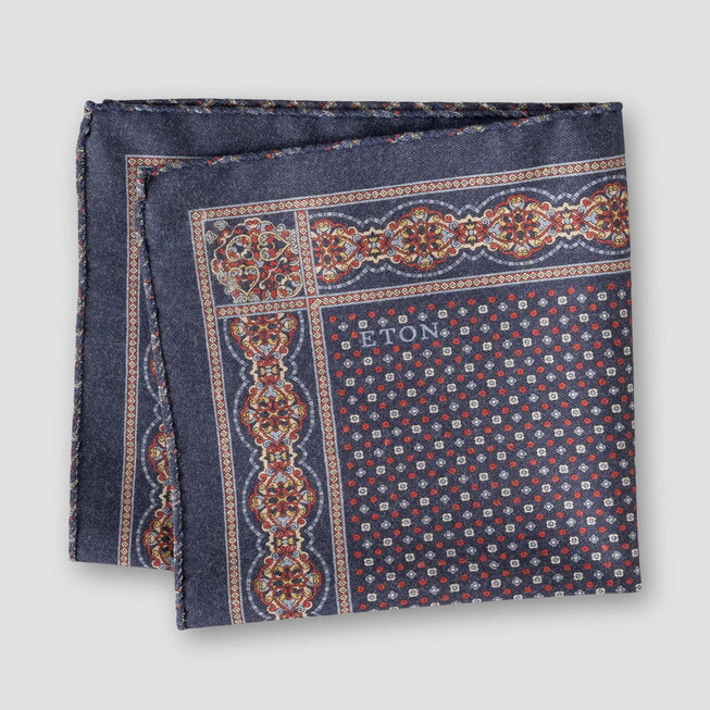 Eton Two-Face Wool Fantasy Pochet Navy