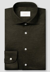 Eton Ultra Soft Merinowol Tencel Luxury Jersey Overhemd Donker Groen