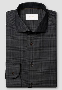 Eton Ultra-Soft Super 120s Merino Wool Check Pattern Overhemd Donker Grijs