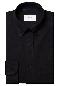 Eton Uni Color Denim Twill Button-Down Overhemd Zwart