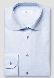 Eton Uni Color Dobby Texture Cotton Overhemd Licht Blauw