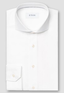 Eton Uni Color Luxury Diagonal Textured Cotton Twill Overhemd Wit