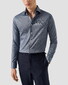 Eton Uni Color Merceized Filo di Scozia Jersey Jacquard Knit Shirt Dark Blue Melange